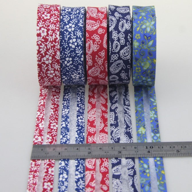 Starched Cotton 20mm printed bias 22m roll